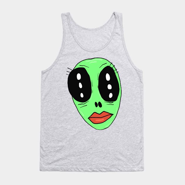 Green Alien Woman Face Tank Top by ManoTakako